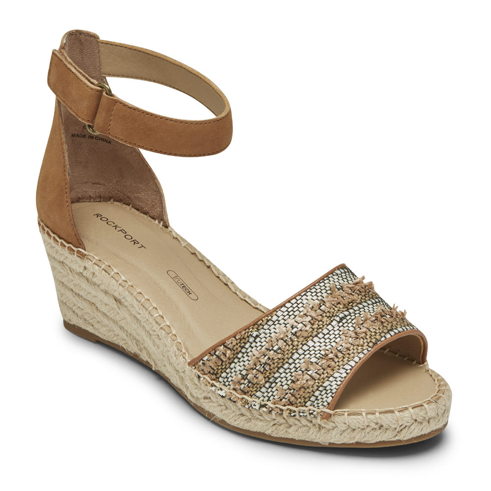 Rockport Womens Sandals Khaki - Marah Woven Ankle Strap - UK 326-AFVKLJ